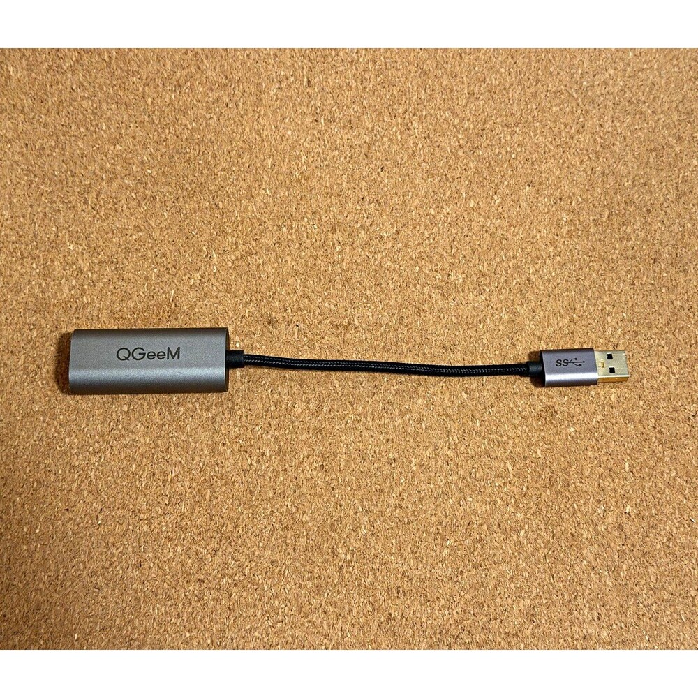 QGeeM USB 3.0 Type-A to RJ45 Ethernet Adapter, Portable, Gray
